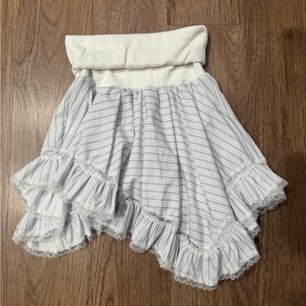 Chic Asymmetrical White and Gray Women's Skirt - Picture 4 of 6